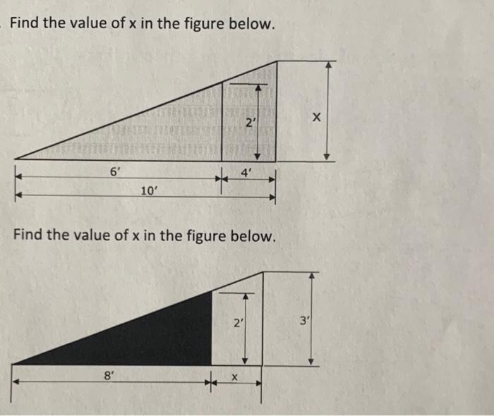 find the value of x in the following figure