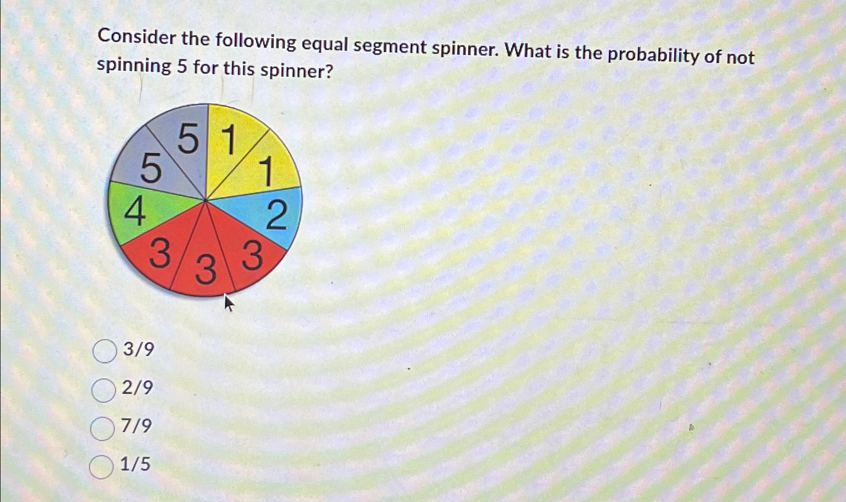 Solved Consider the following equal segment spinner. What is | Chegg.com