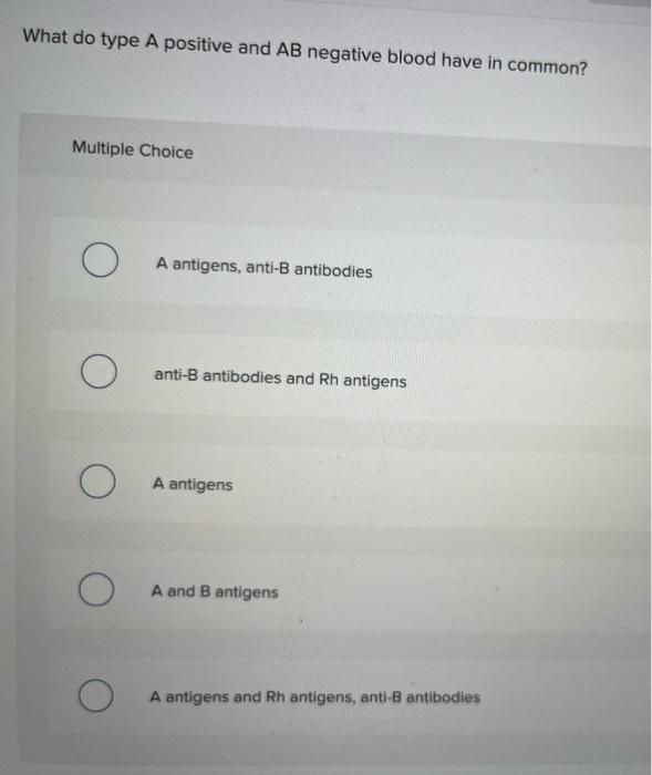 What do type A positive and AB negative blood have in