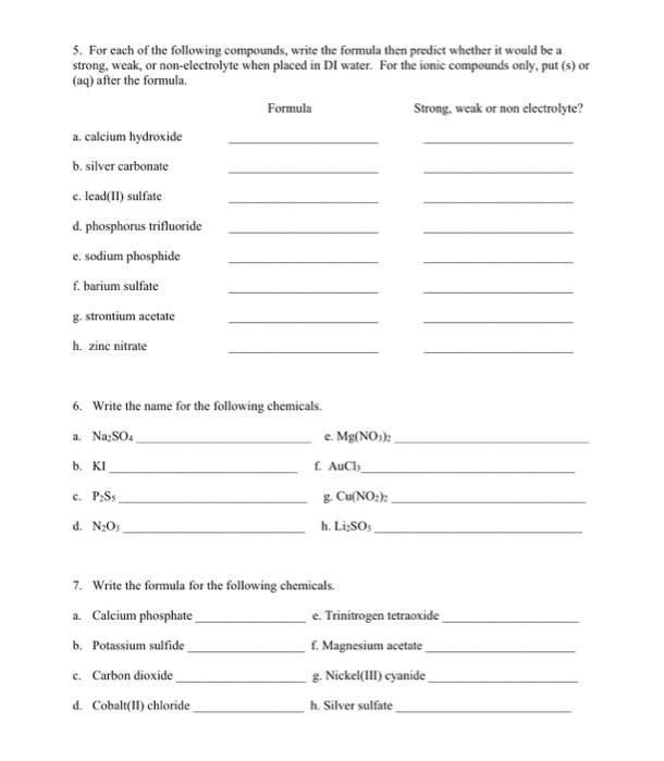 Solved 5. for each of the folloing compounds, write the | Chegg.com