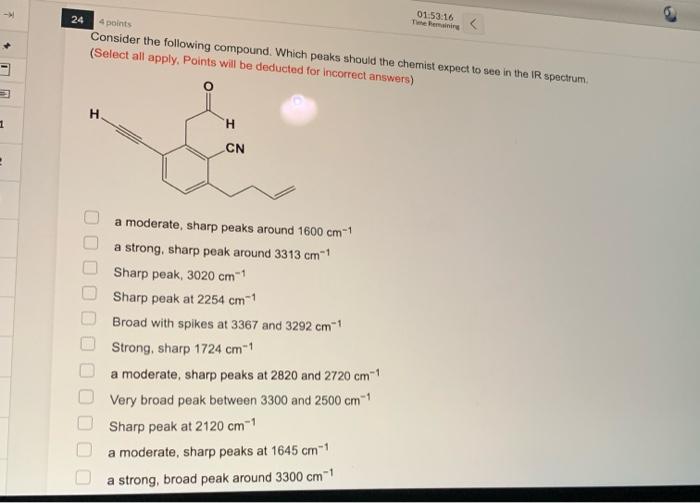 Solved - 24 4 points 01:53:16 Teem Consider the following | Chegg.com