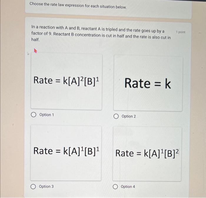 Solved Choose the rate law expression for each situation | Chegg.com