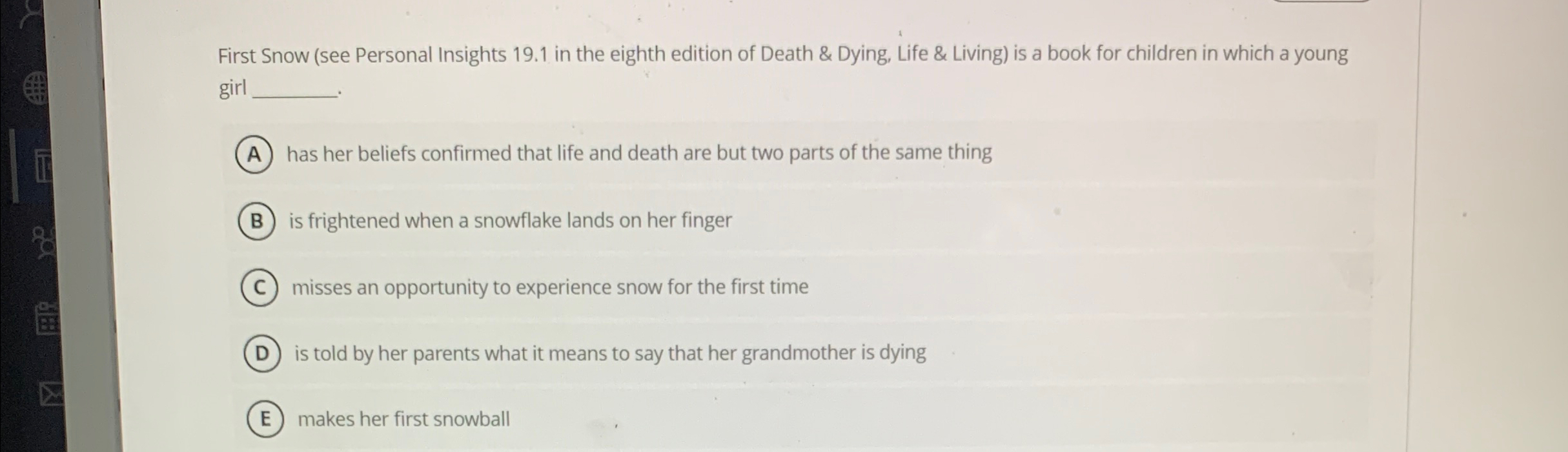 Solved First Snow (see Personal Insights 19.1 ﻿in the eighth | Chegg.com
