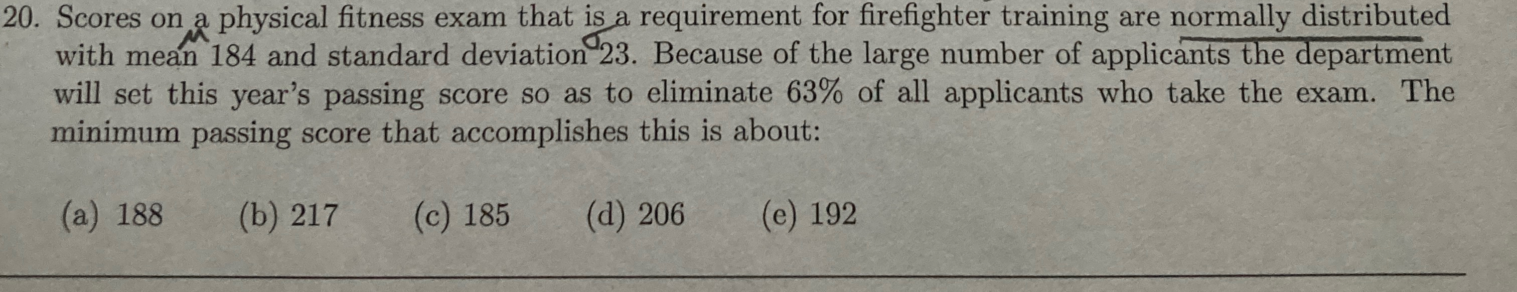 Solved Scores on a physical fitness exam that is a | Chegg.com