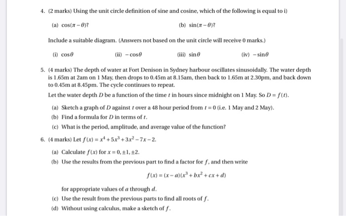 Solved 1 2 Marks Solve The Following Equations For X Chegg Com