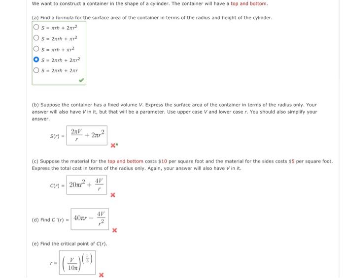 Solved We want to construct a container in the shape of a | Chegg.com