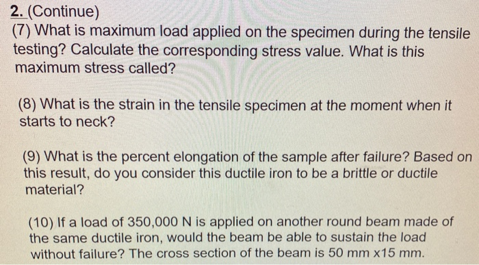 Solved 2. Following slide shows the tensile test data (see | Chegg.com