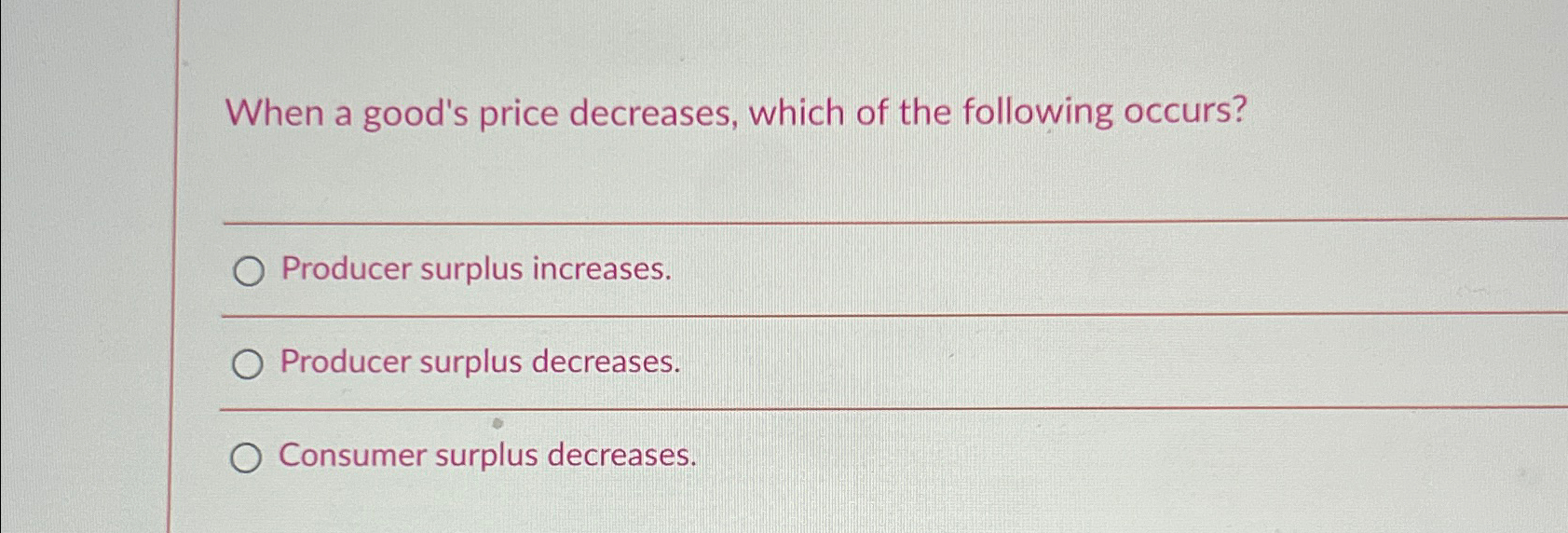 Solved When a good's price decreases, which of the following | Chegg.com