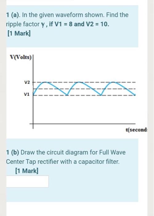 Solved 1 (a). In the given waveform shown. Find the ripple | Chegg.com