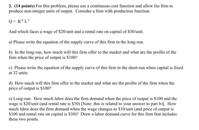 2. (14 points) For this problem, please use a | Chegg.com