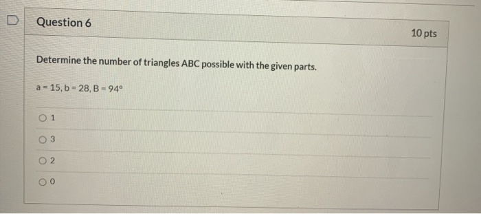 Solved Question 4 10 pts Solve the triangle. Round to the | Chegg.com