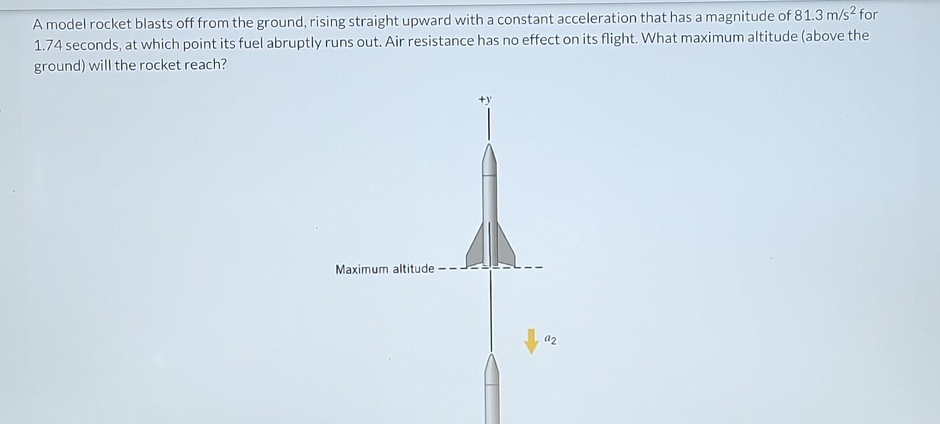 Solved A model rocket blasts off from the ground, rising