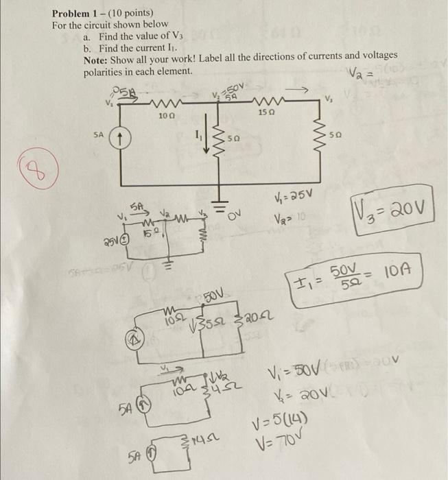 Solved Problem 1 -(10 points) For the circuit shown below a. | Chegg.com