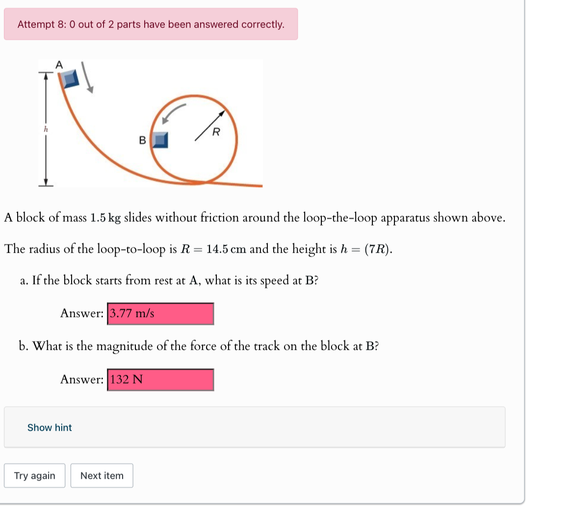 Solved Attempt 8: 0 ﻿out of 2 ﻿parts have been answered | Chegg.com