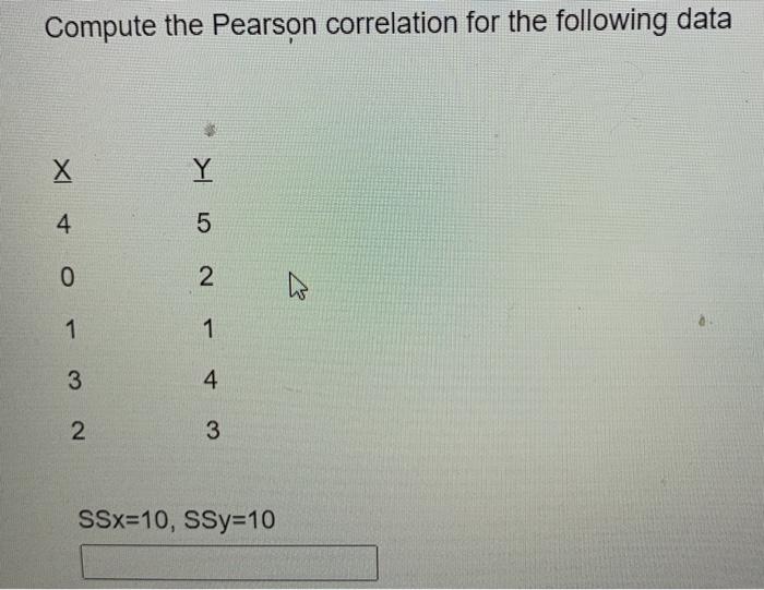 Solved Compute the Pearson correlation for the following | Chegg.com