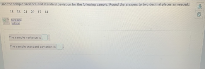 Solved Find the sample variance and standard deviation for | Chegg.com