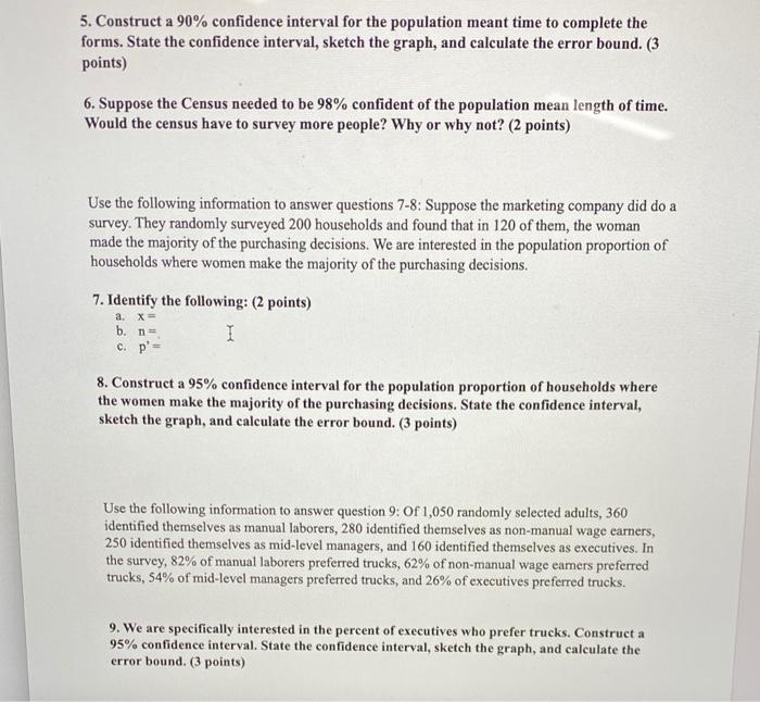 Solved 5. Construct a 90% confidence interval for the | Chegg.com