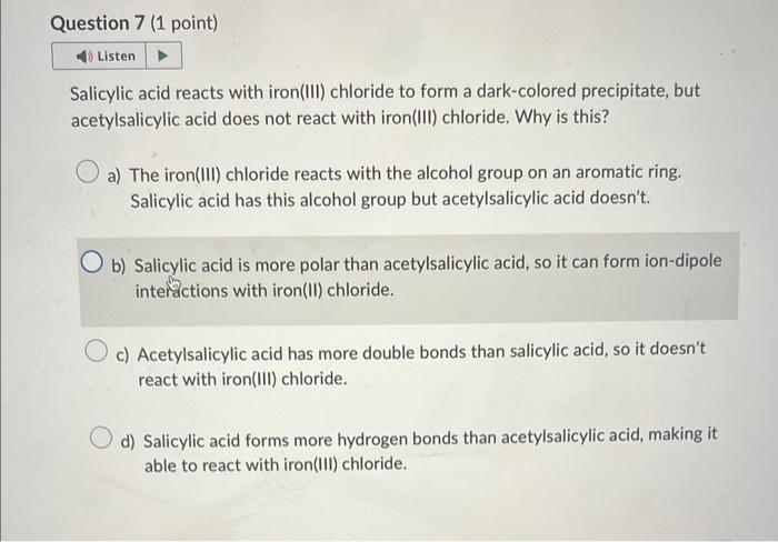 Solved Salicylic Acid Reacts With Iron(III) Chloride To Form | Chegg.com