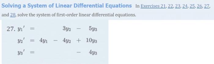 Solved Solving a System of Linear Differential Equations In | Chegg.com