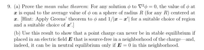 Solved 9. (a) Prove the mean value theorem: For any solution | Chegg.com