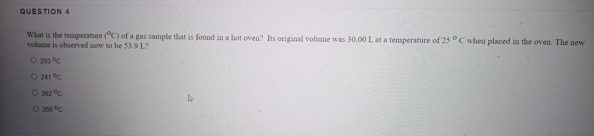 Solved QUESTION 4 What is the temperature (°C) of a gas | Chegg.com