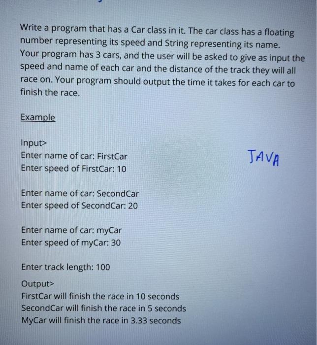 Solved Write a program that has a Car class in it. The car | Chegg.com