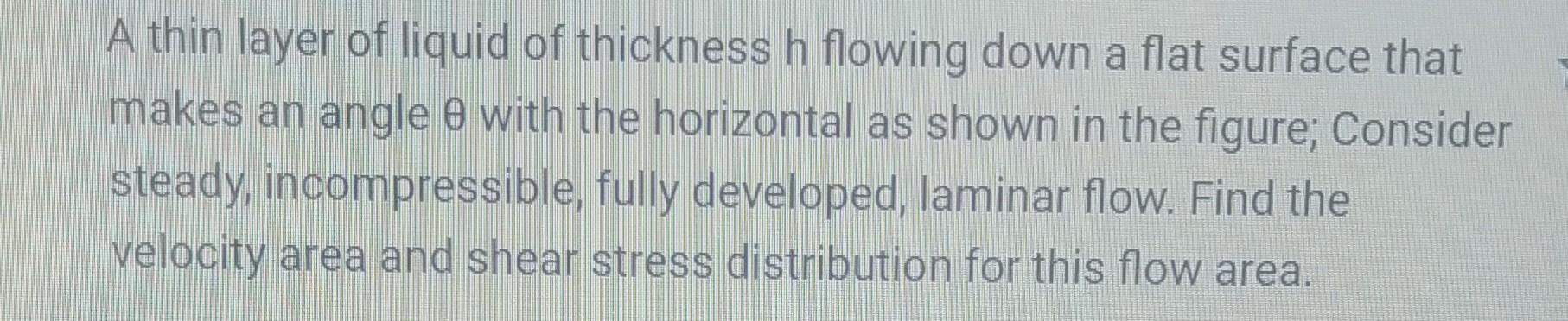 Solved A thin layer of liquid of thickness h flowing down a | Chegg.com