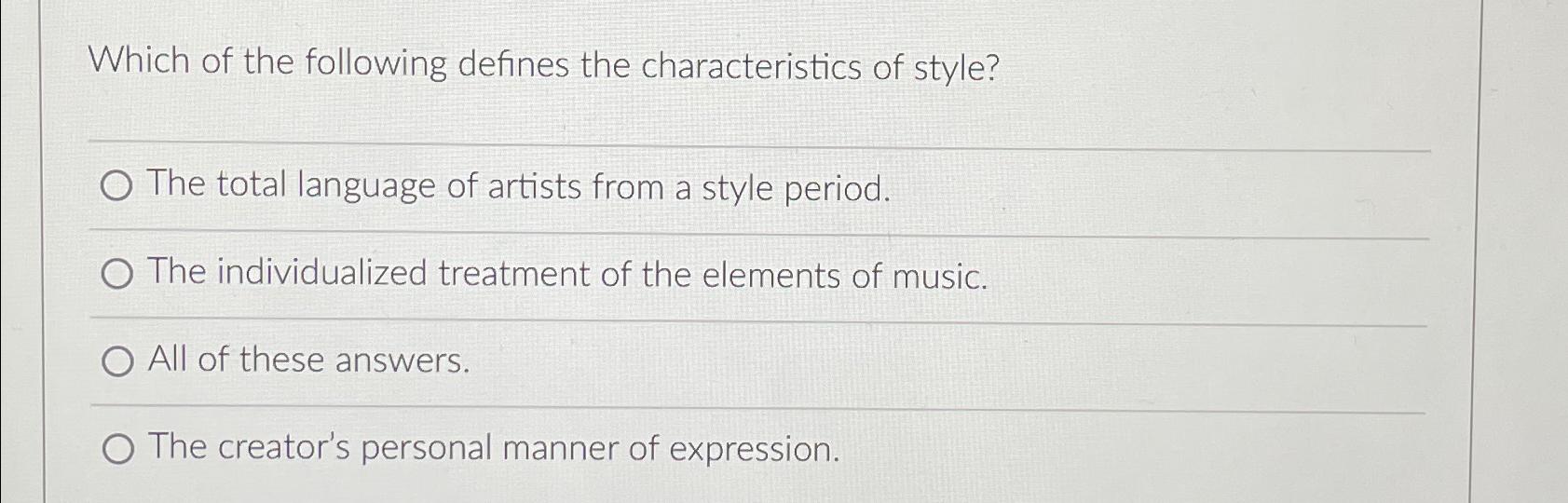 Solved Which of the following defines the characteristics of | Chegg.com