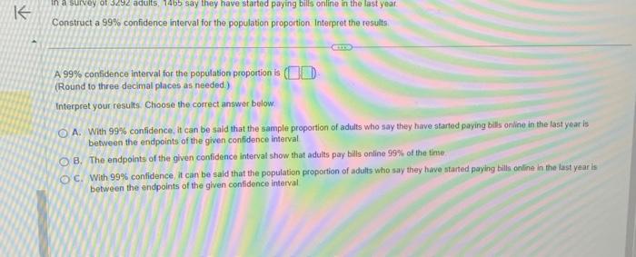 Solved Construct a 99% confidence interval for the | Chegg.com