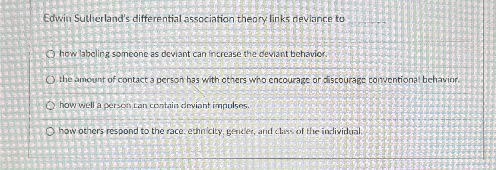 Solved Edwin Sutherland's differential association theory