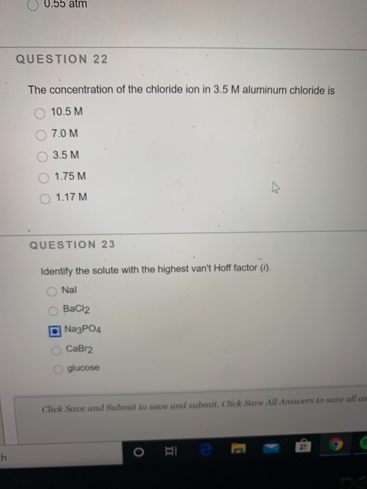 solved 0 55 atm question 22 the