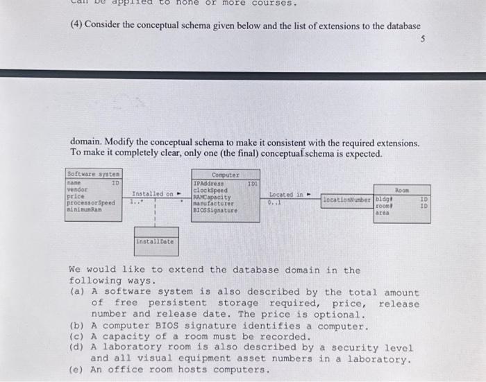 (4) Consider The Conceptual Schema Given Below And | Chegg.com