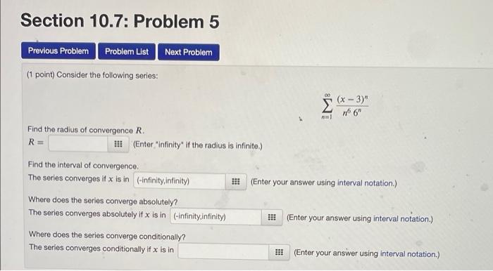 Solved Section 10.7: Problem 5 Previous Problem Problem List | Chegg.com