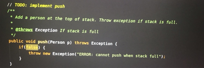 Solved // TODO: implement push /** * Add a person at the top | Chegg.com
