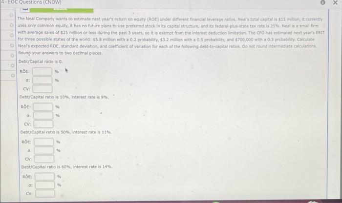 Solved X 4 - EOC Questions (CNOW) LUK The Neal Company wants | Chegg.com