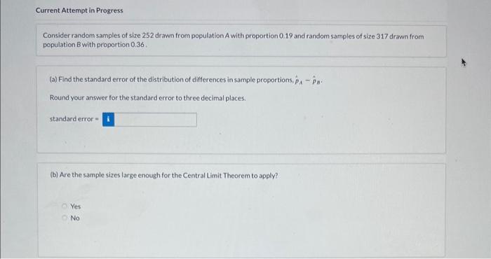 Solved Consider random samples of size 252 drawn from | Chegg.com