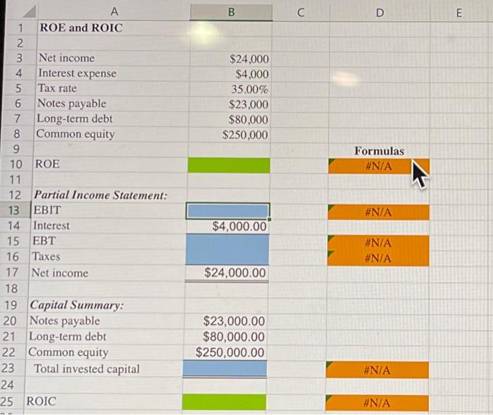 Solved Excel Online Structured Activity ROE and ROIC Baker