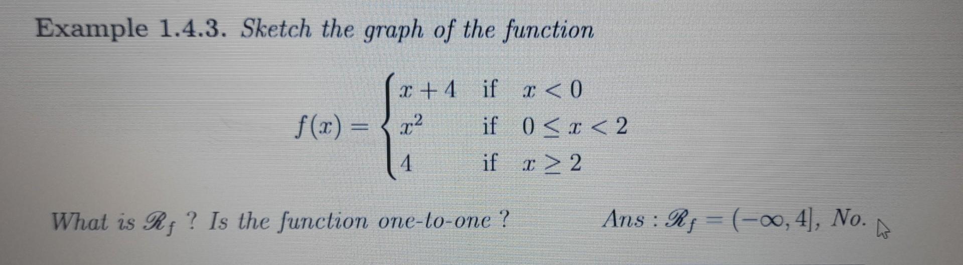 Solved Example 1.4.3. Sketch the graph of the function | Chegg.com