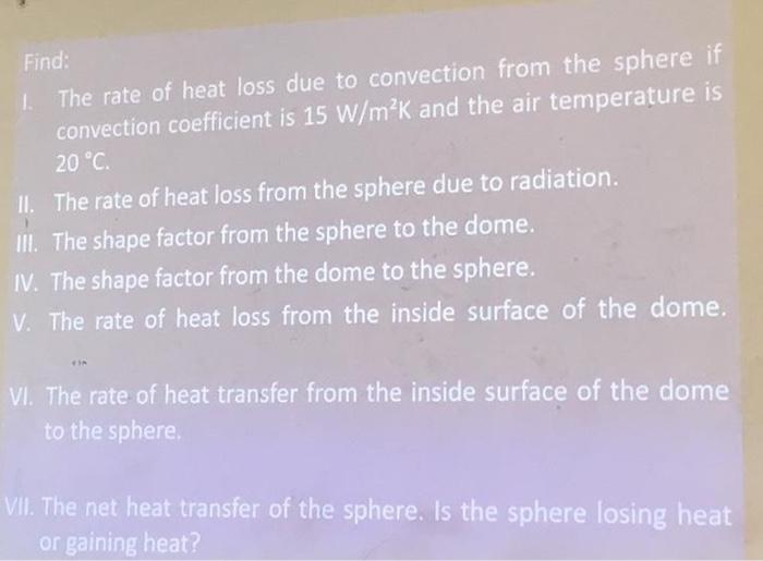 Solved Find 1. The rate of heat loss due to convection from | Chegg.com