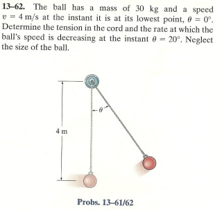 Solved The ball has a mass of 30 kg and a speed v = 4 m/s at | Chegg.com