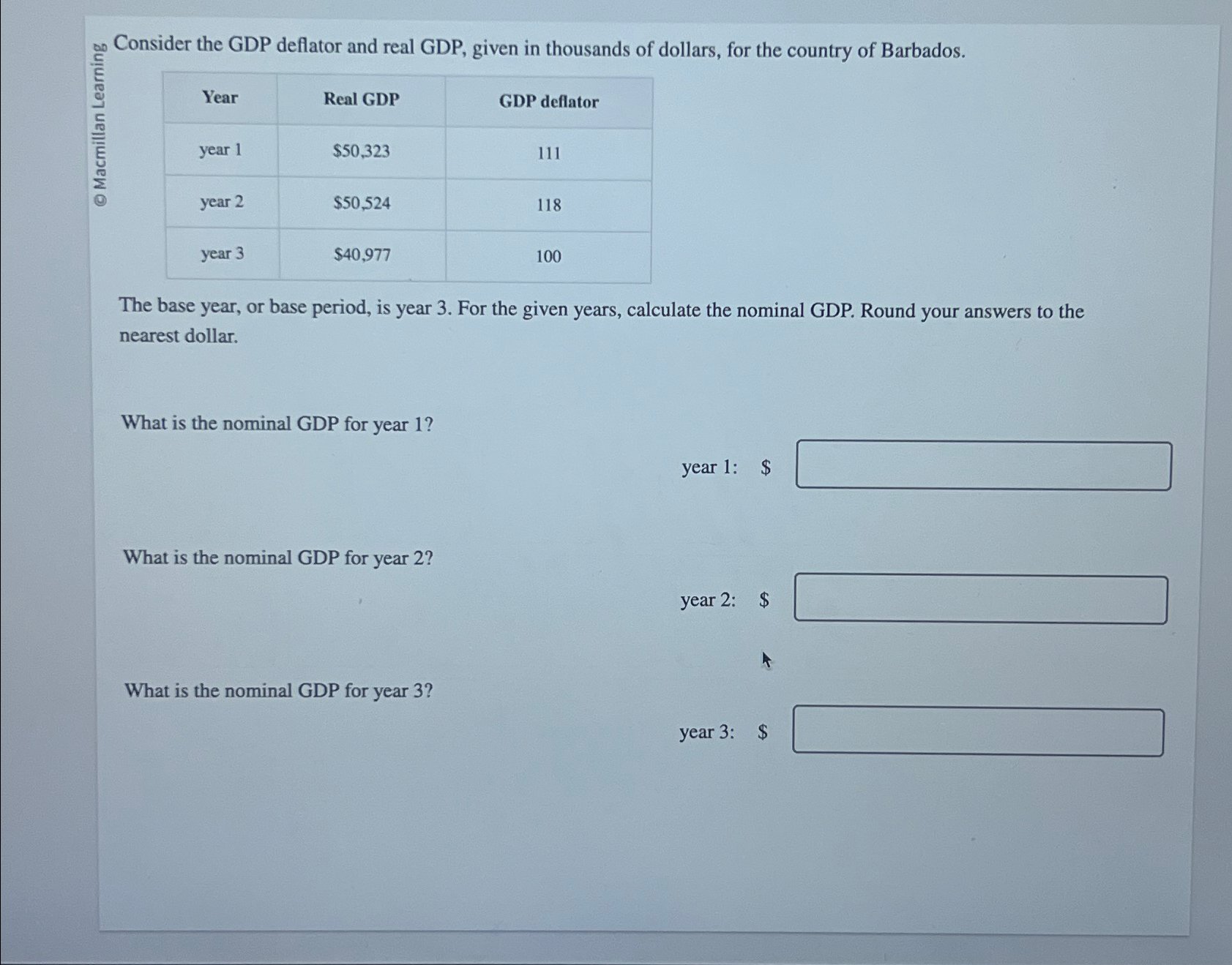 Consider The GDP Deflator And Real GDP Given In Chegg Com   Image