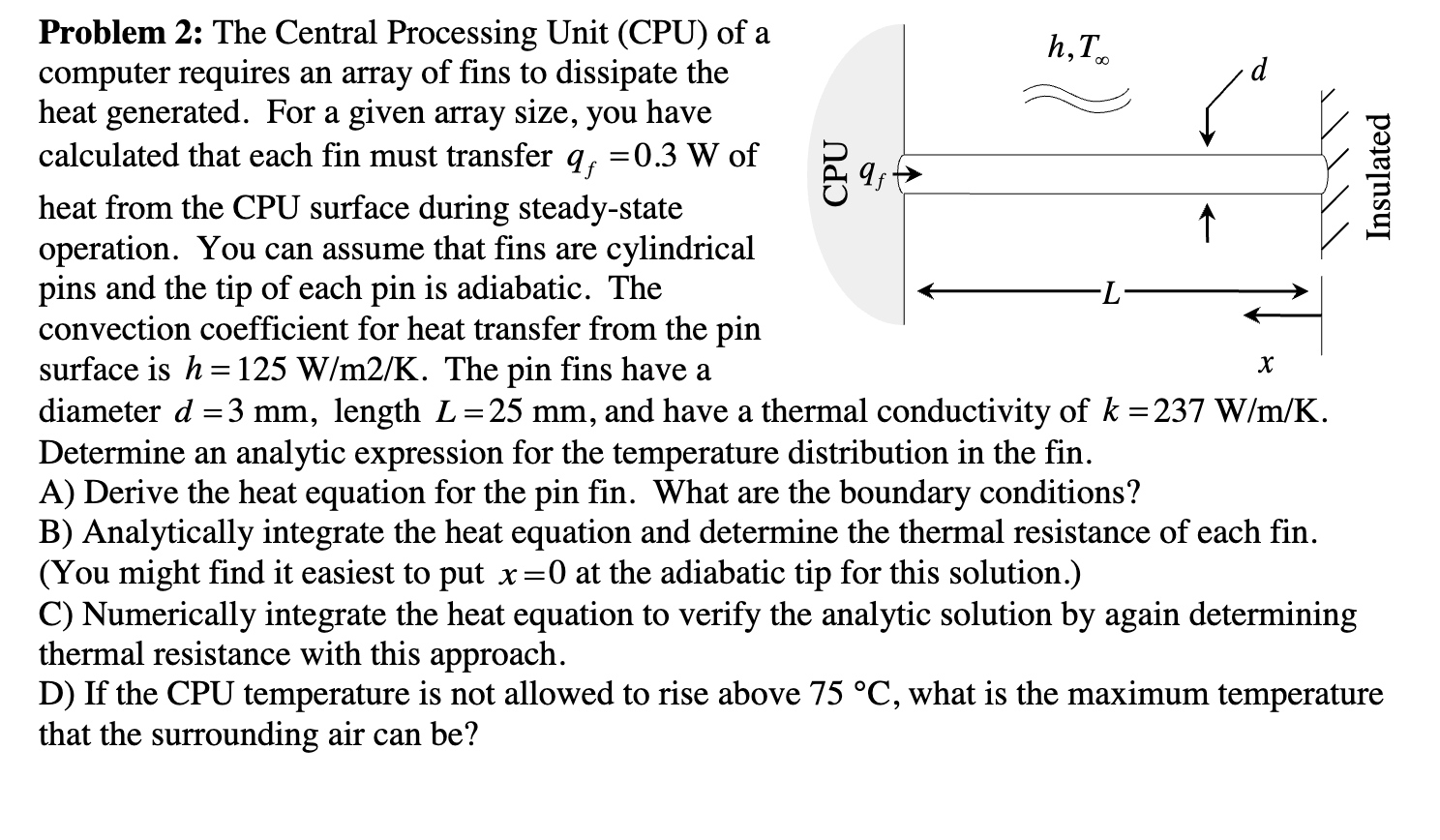 Problem 2: The Central Processing Unit (CPU) ﻿of a | Chegg.com