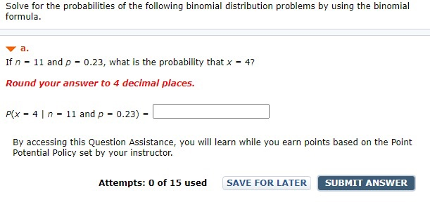 Solved Solve for the probabilities of the following binomial | Chegg.com