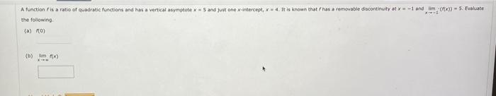 Solved the following. (a) f(0) (b) limx→∞f(x) | Chegg.com