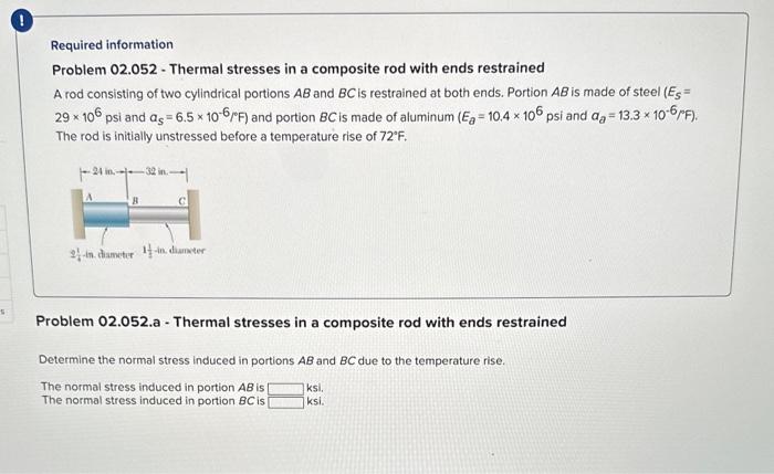 Solved Required information Problem 02.052 - Thermal | Chegg.com