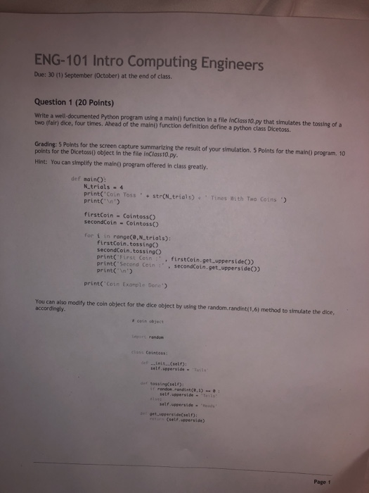 Solved ENG-101 Intro Computing Engineers Due: 30 (1) | Chegg.com