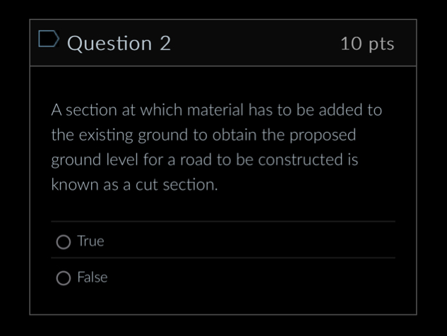 Solved Question 210 ﻿ptsA section at which material has to | Chegg.com
