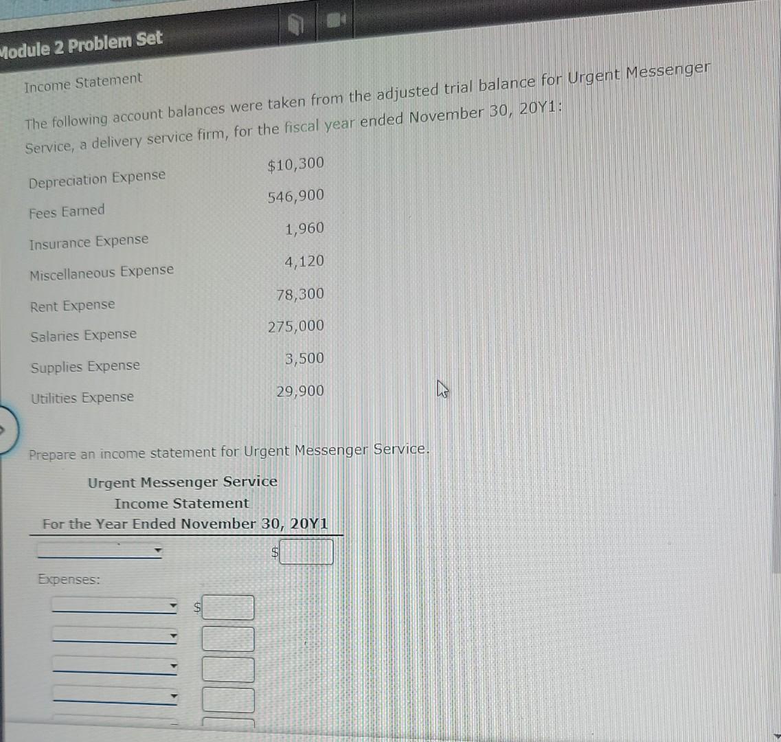 Solved Module 2 Problem Set Income Statement The Following | Chegg.com