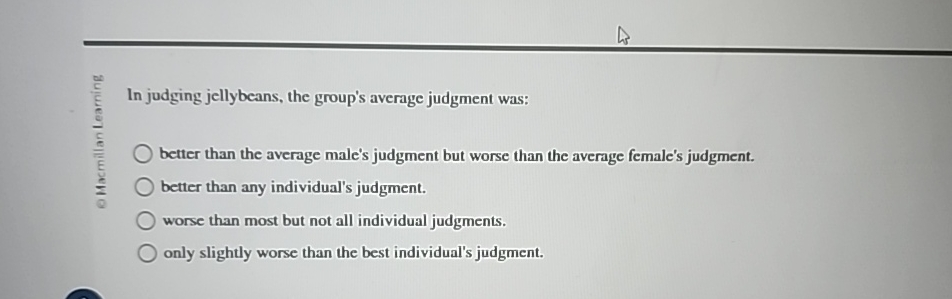 Solved In judging jellybeans, the group's average judgment | Chegg.com