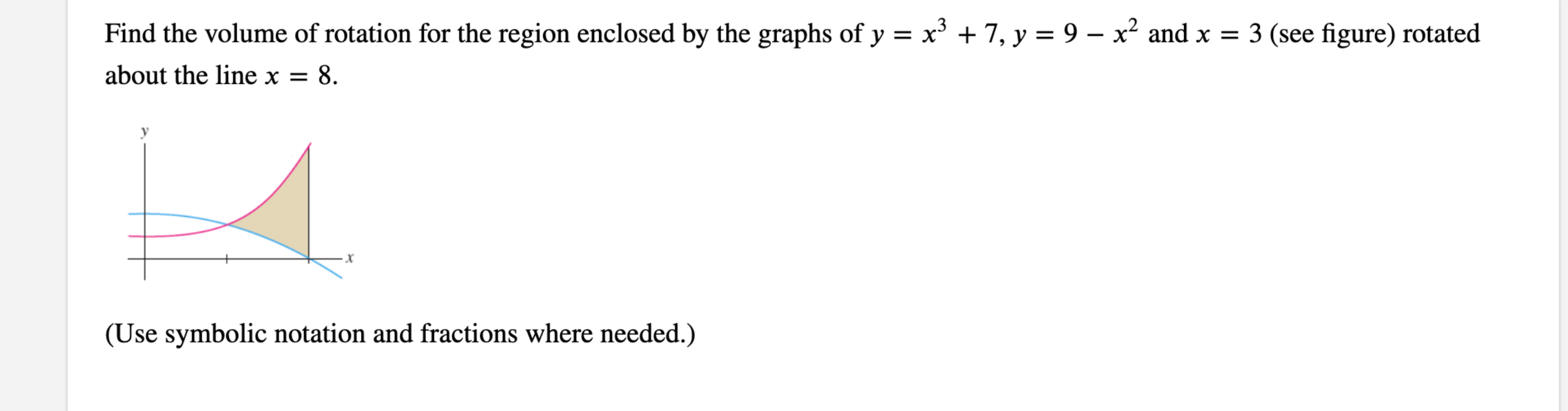 Solved Find the volume of rotation for the region enclosed | Chegg.com